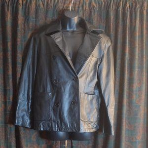 Vintage Petite Sophisticate Collared Leather Jacket | Size 8
